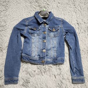 Mudd Girls Jean‎ Jacket Size 10 Kids Washed Look Buttons Pockets Stretch